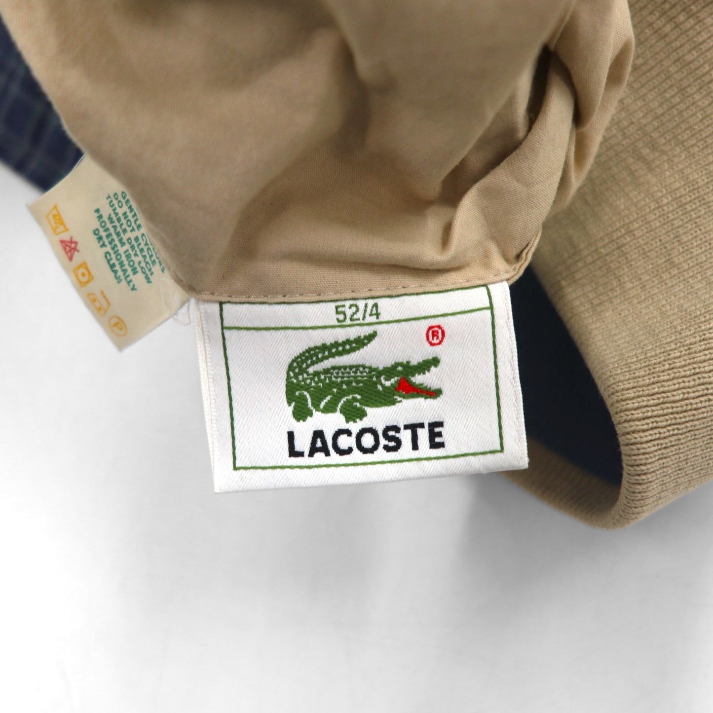 LACOSTE 80年代 リバーシブル スウィングトップ ハリントンジャケット XL ネイビー ベージュ チェック ワンポイントロゴ