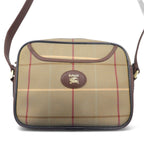 Burberrys Old Windowpane Check Camera Bag Shoulder Bag Beige Iridescent Nylon Canvas Leather