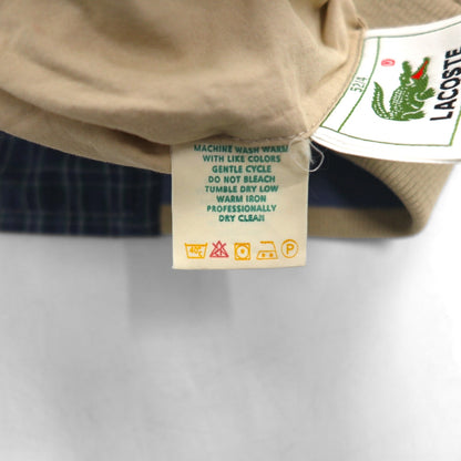 LACOSTE 80年代 リバーシブル スウィングトップ ハリントンジャケット XL ネイビー ベージュ チェック ワンポイントロゴ
