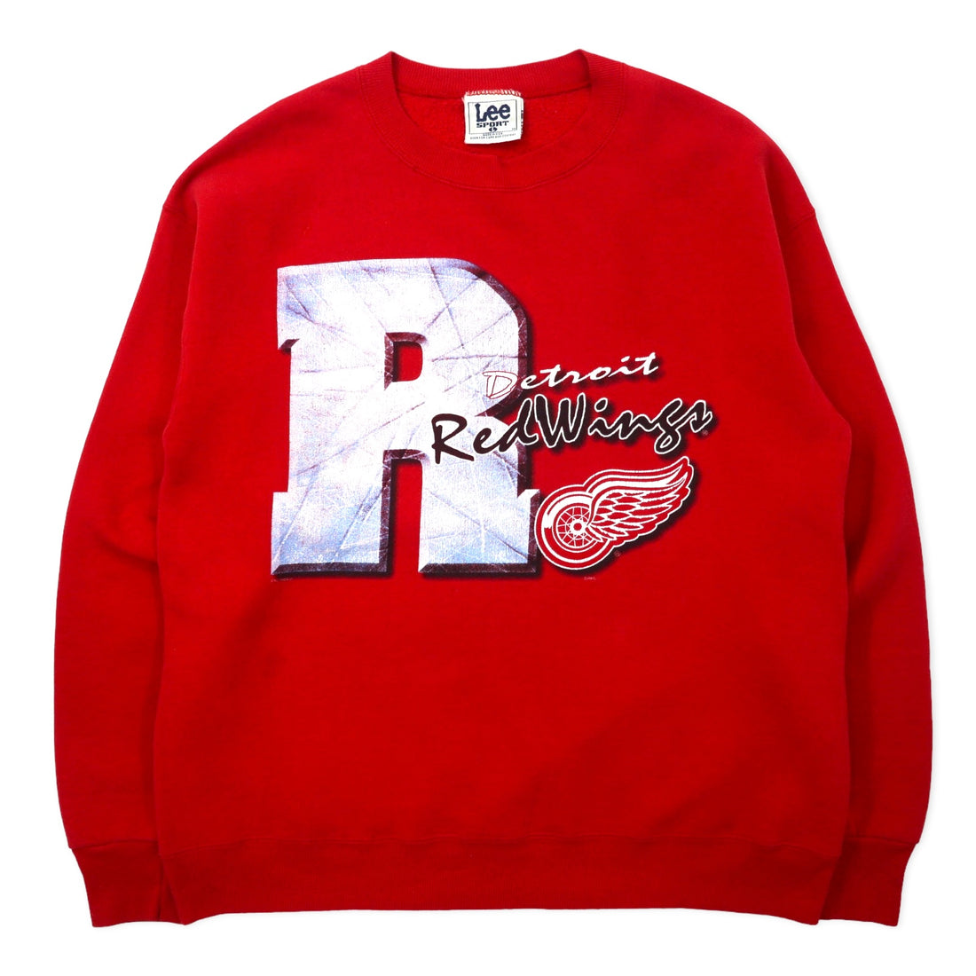 日本然リトテ-古着オンライン-Lee SPORT USA製 90年代 NHL プリント スウェット L レッド コットン Detroit Red Wings ビッグサイズ-Lee SPORT USA Made 90's NHL Print Sweatshirt L Red Cotton Detroit Red Wings Big Size