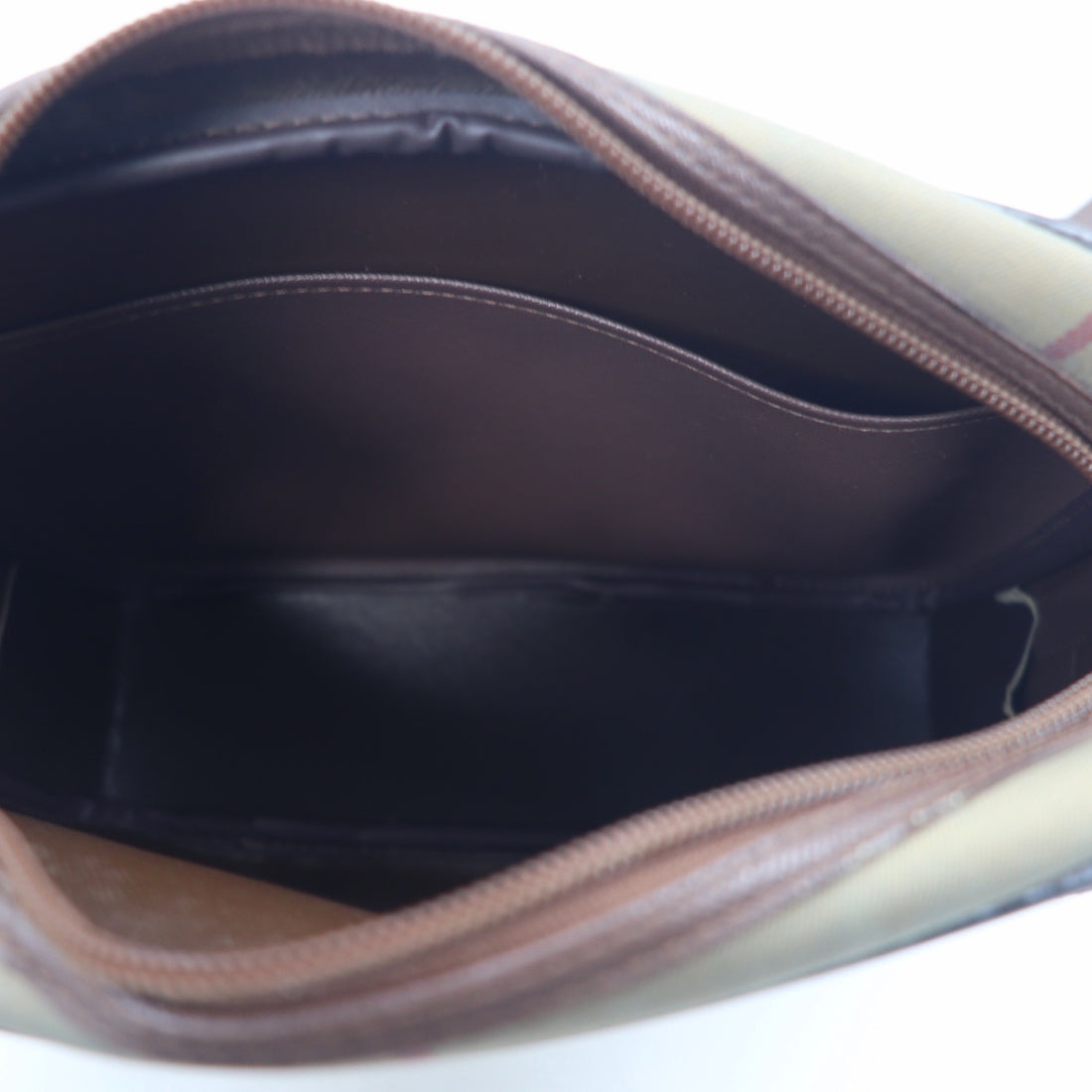 Burberrys Old Windowpane Check Camera Bag Shoulder Bag Beige Iridescent Nylon Canvas Leather