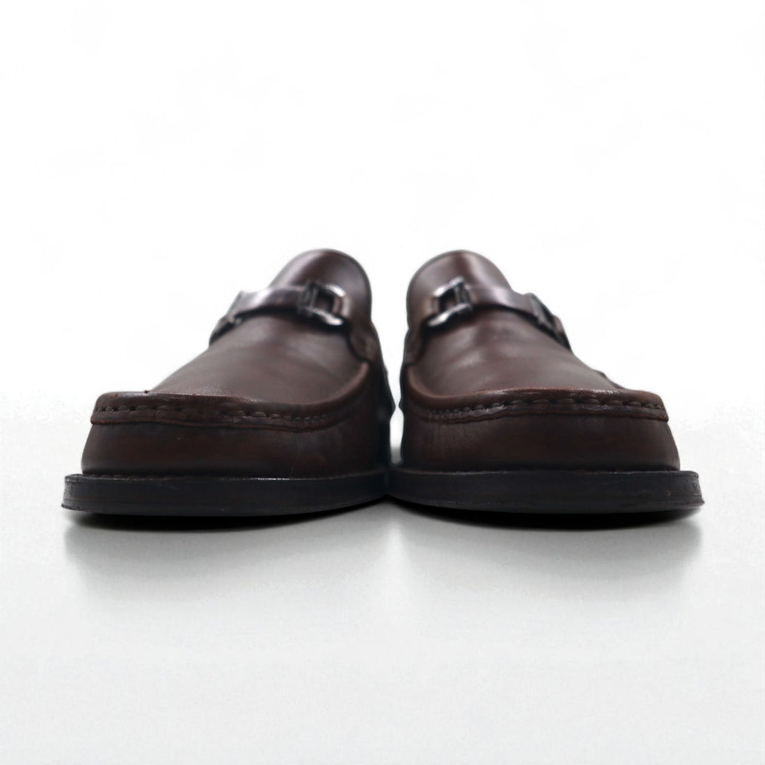 Salvatore Ferragamo Gancini Horsebit Loafers, Size 26cm, Leather and Metal, UR37761, Made in Italy