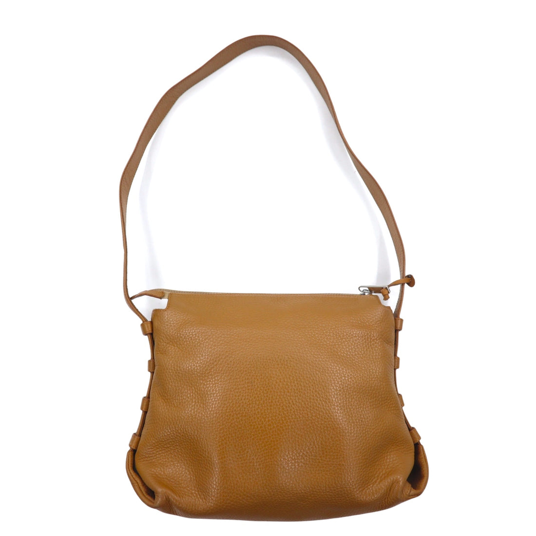 GOLD PFEIL Leather Shoulder Bag Brown Grained Leather