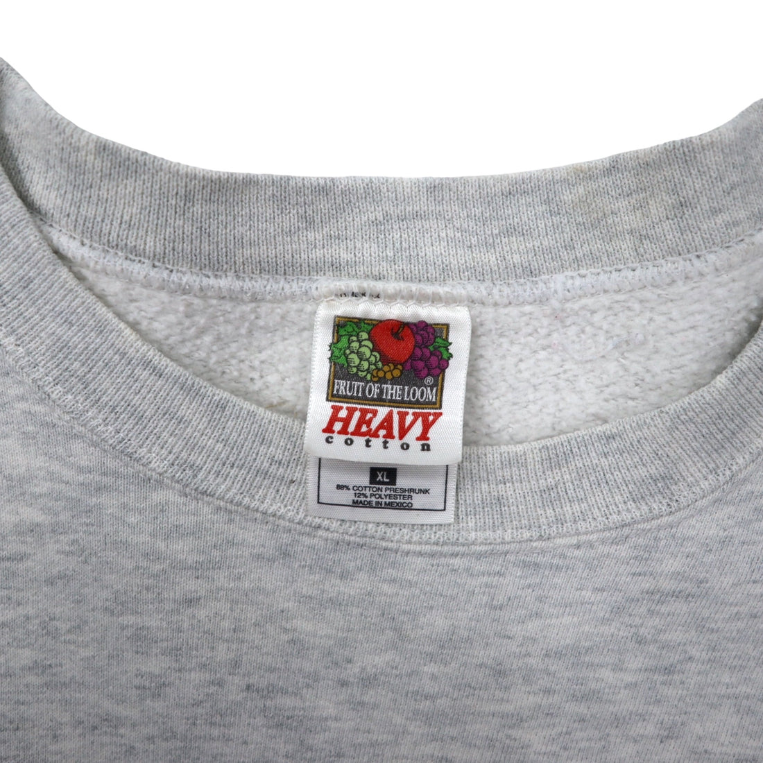 FRUIT OF THE LOOM 00s College Print Sweatshirt, XL, Grey, Cotton, ALBANY HUSKIES 3-Layer Print, Made in Mexico