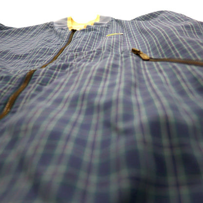 LACOSTE 80年代 リバーシブル スウィングトップ ハリントンジャケット XL ネイビー ベージュ チェック ワンポイントロゴ