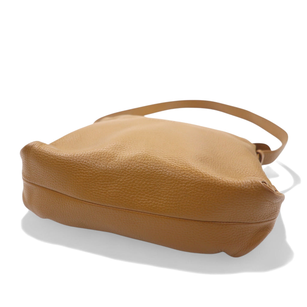 GOLD PFEIL Leather Shoulder Bag Brown Grained Leather