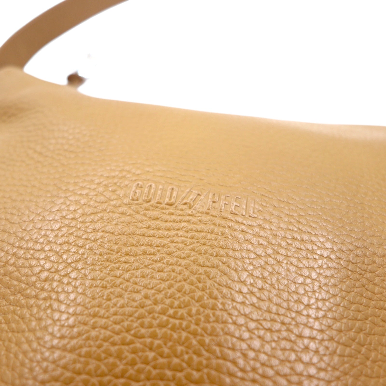 GOLD PFEIL Leather Shoulder Bag Brown Grained Leather