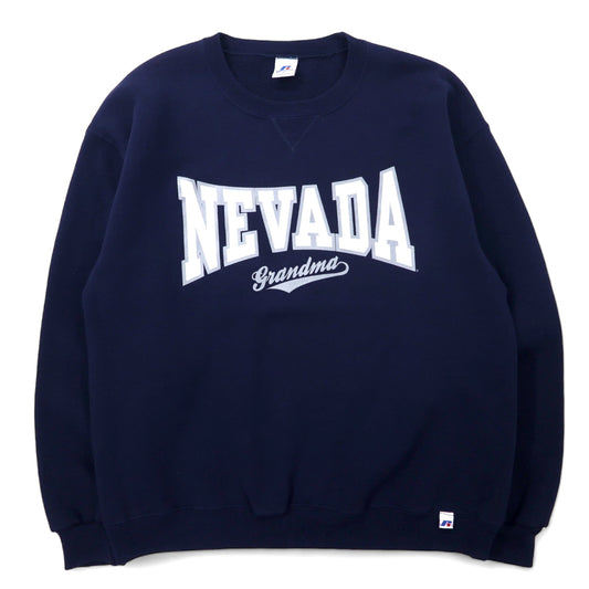 RUSSEL ATHLETIC 00年代 カレッジ プリント スウェット L ネイビー コットン NEVADA エルサルバドル製