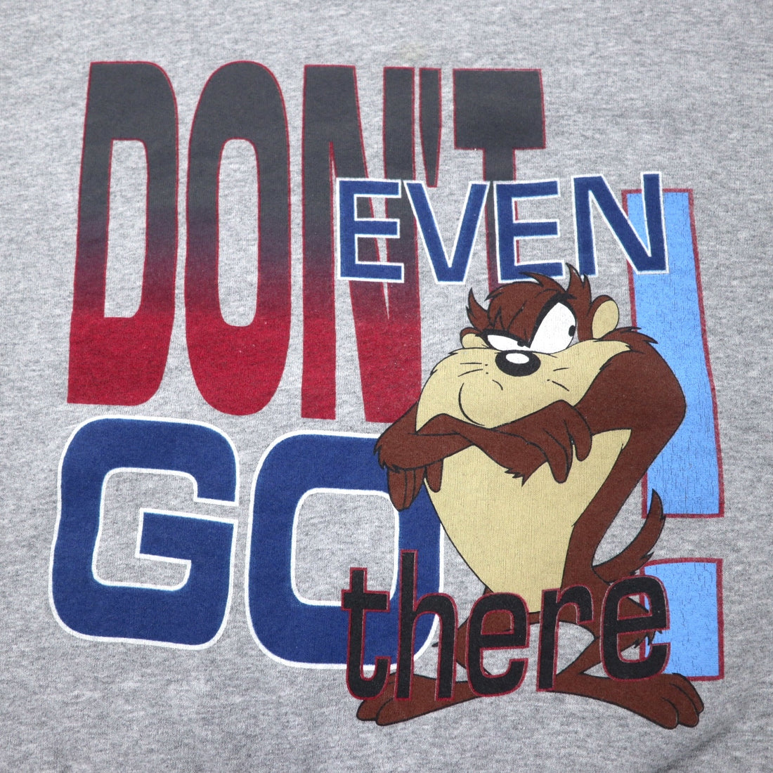 LOONEY TUNES 90s Character Print Sweatshirt M Grey Cotton Tasmanian Devil Made in Mexico