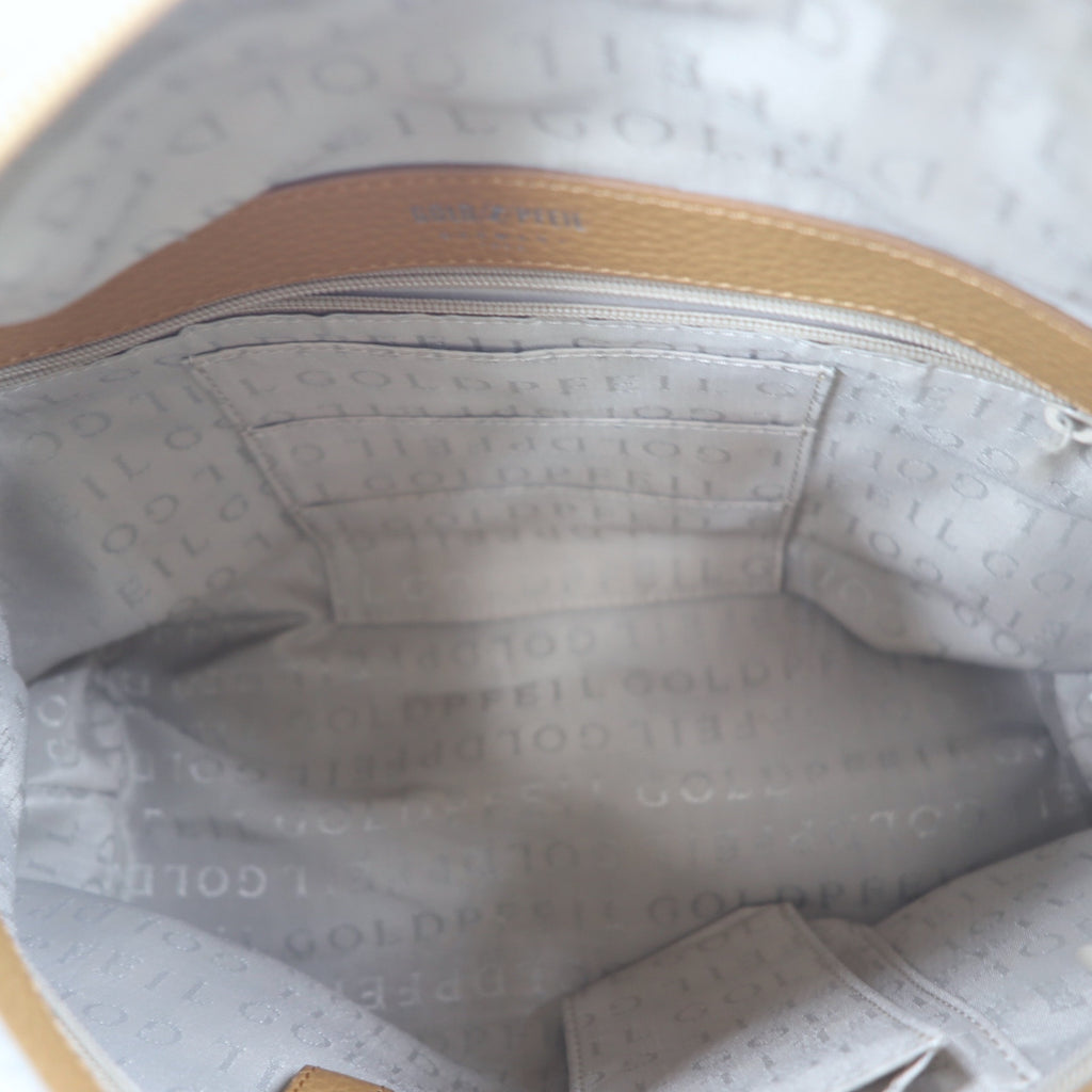 GOLD PFEIL Leather Shoulder Bag Brown Grained Leather