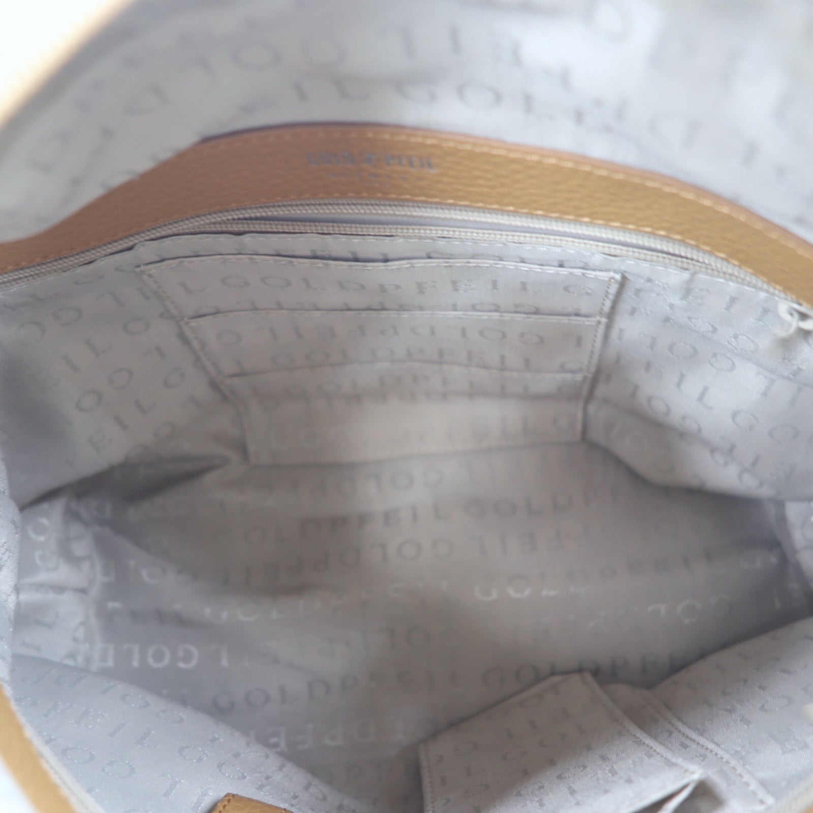 GOLD PFEIL Leather Shoulder Bag Brown Grained Leather