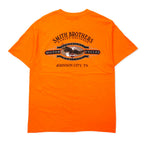 HARLEY DAVIDSON USA製 ロゴプリント Tシャツ L オレンジ コットン SMITH BROTHERS 両面プリント Hanes BEEFY-T