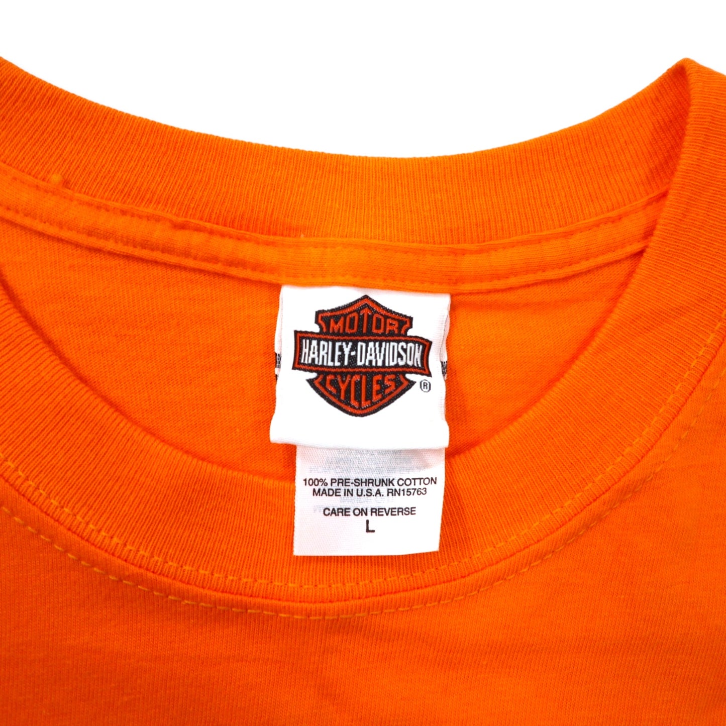 HARLEY DAVIDSON USA製 ロゴプリント Tシャツ L オレンジ コットン SMITH BROTHERS 両面プリント Hanes BEEFY-T