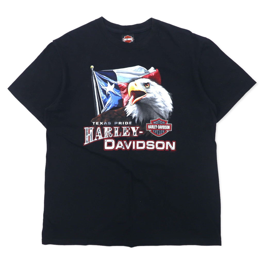 日本然リトテ-古着オンライン-HARLEY DAVIDSON ロゴプリント Tシャツ L ブラック コットン 両面プリント EL PASO TEXAS ニカラグア製-HARLEY DAVIDSON Logo Print T-Shirt L Black Cotton Double Sided Print EL PASO TEXAS Nicaragua Made