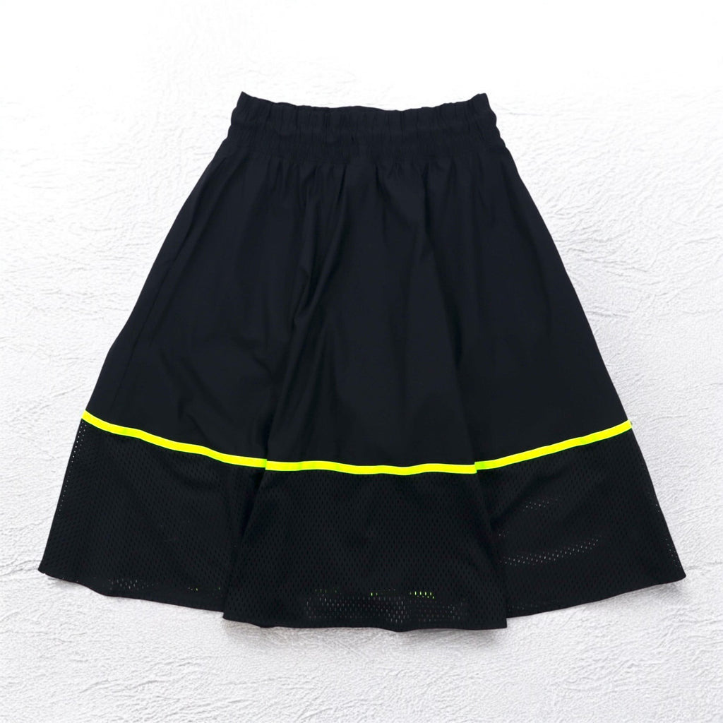 NIKE メッシュスカート M ブラック イエロー ロゴプリント AS W NSW SKIRT MESH CU4031-017