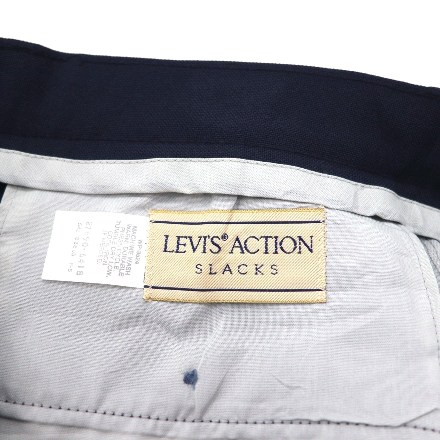 Levi's 80年代 USA製 アクションスラックス Action Slacks スタプレ STA-PREST パンツ L ネイビー ポリエステル ロケットTALONジップ