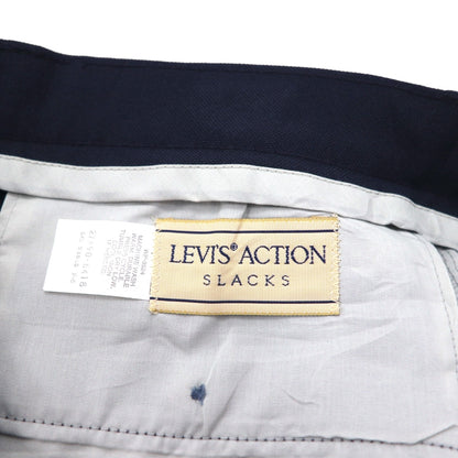 Levi's 80年代 USA製 アクションスラックス Action Slacks スタプレ STA-PREST パンツ L ネイビー ポリエステル ロケットTALONジップ