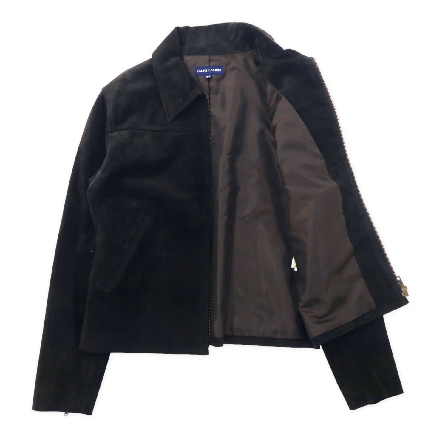 RALPH LAUREN Leather Tracker Jacket Riders 160 Black Cowhide SUEDE 