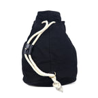 CHANEL Drawstring Pool Bag One Shoulder Bag Black Canvas Logo Print Novelty