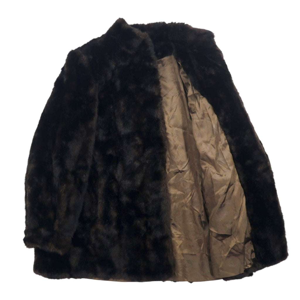 60's LLBERGER faux fur jacket made in USA, brown, acrylic, ILGWU, Union Made, tissavel, FRANCE