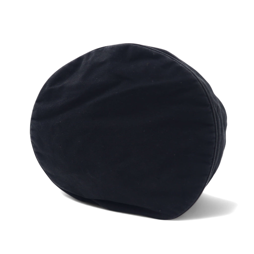 CHANEL Drawstring Pool Bag One Shoulder Bag Black Canvas Logo Print Novelty