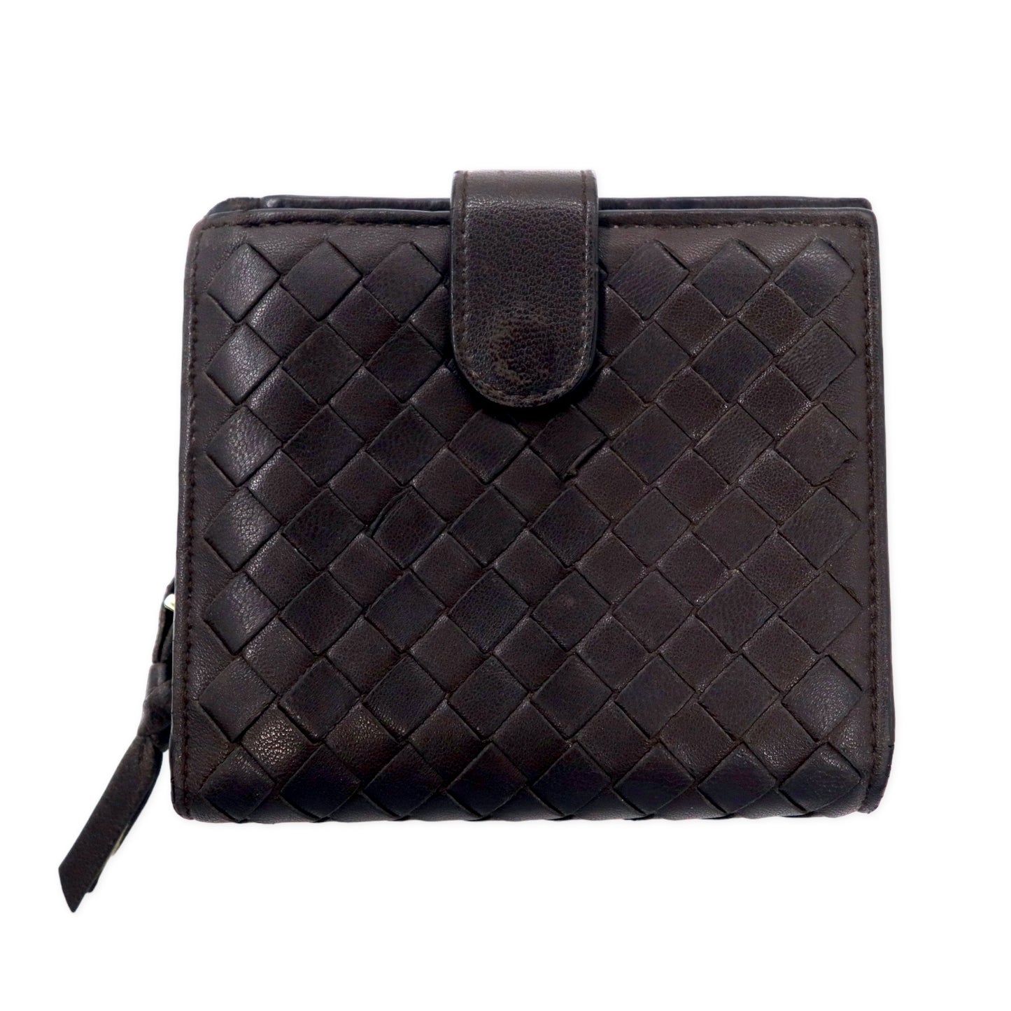 BOTTEGA VENETA Intrecciato 2 -fold wallet round zipper brown