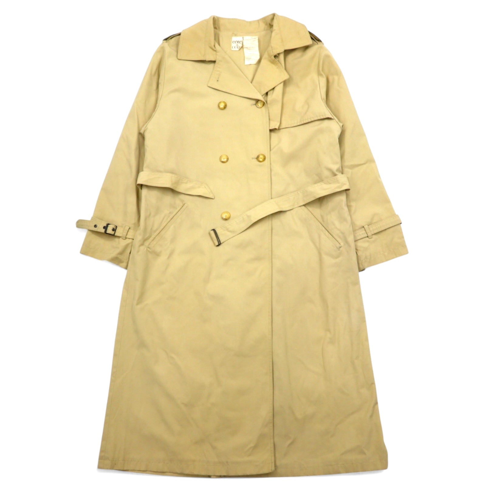 日本然リトテ-古着オンライン-ポーランド製 80年代 ユーロヴィンテージ cote a cote トレンチコート XL ベージュ コットン ポリエステル-Poland Made 80's Euro Vintage cote a cote Coat XL Beige Cotton Polyester