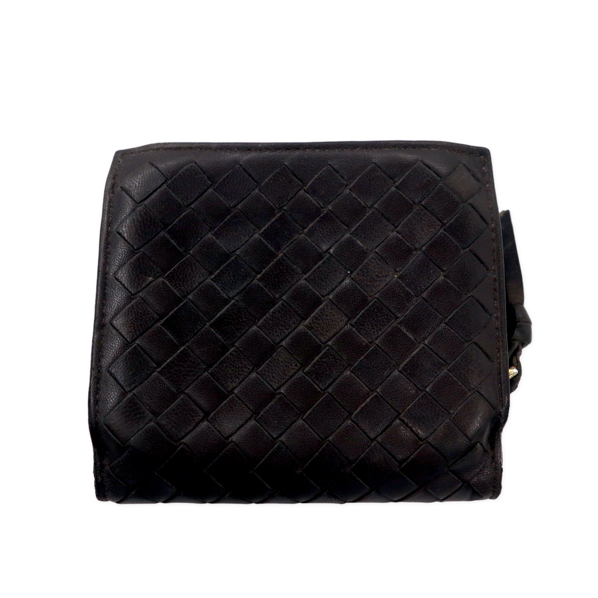 BOTTEGA VENETA Intrecciato Bifold Wallet Round Zipper Brown Leather 121059 V0013 2040 Made in Italy