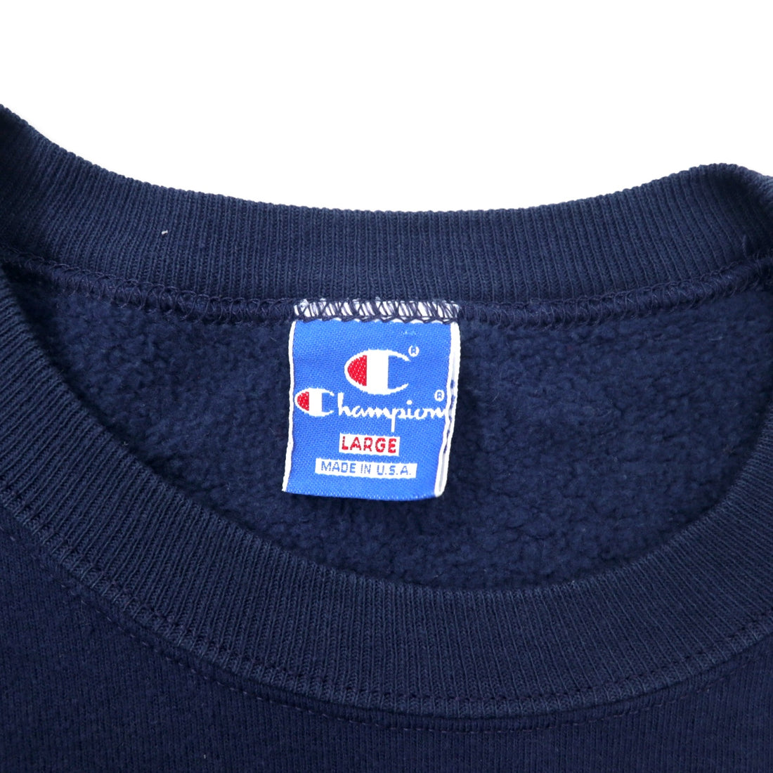 Champion USA made 90s college print sweatshirt L navy cotton fleece lining NCAA football NOTRE DAME 3-layer print arch logo embroidered tag