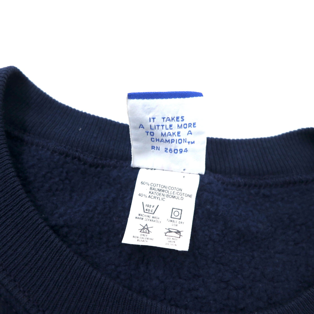 Champion USA made 90s college print sweatshirt L navy cotton fleece lining NCAA football NOTRE DAME 3-layer print arch logo embroidered tag