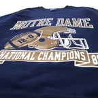 Champion USA製 90年代 カレッジ プリント スウェット L ネイビー コットン 裏起毛 NCAA フットボール NOTRE DAME 3段プリント アーチロゴ 刺繍タグ