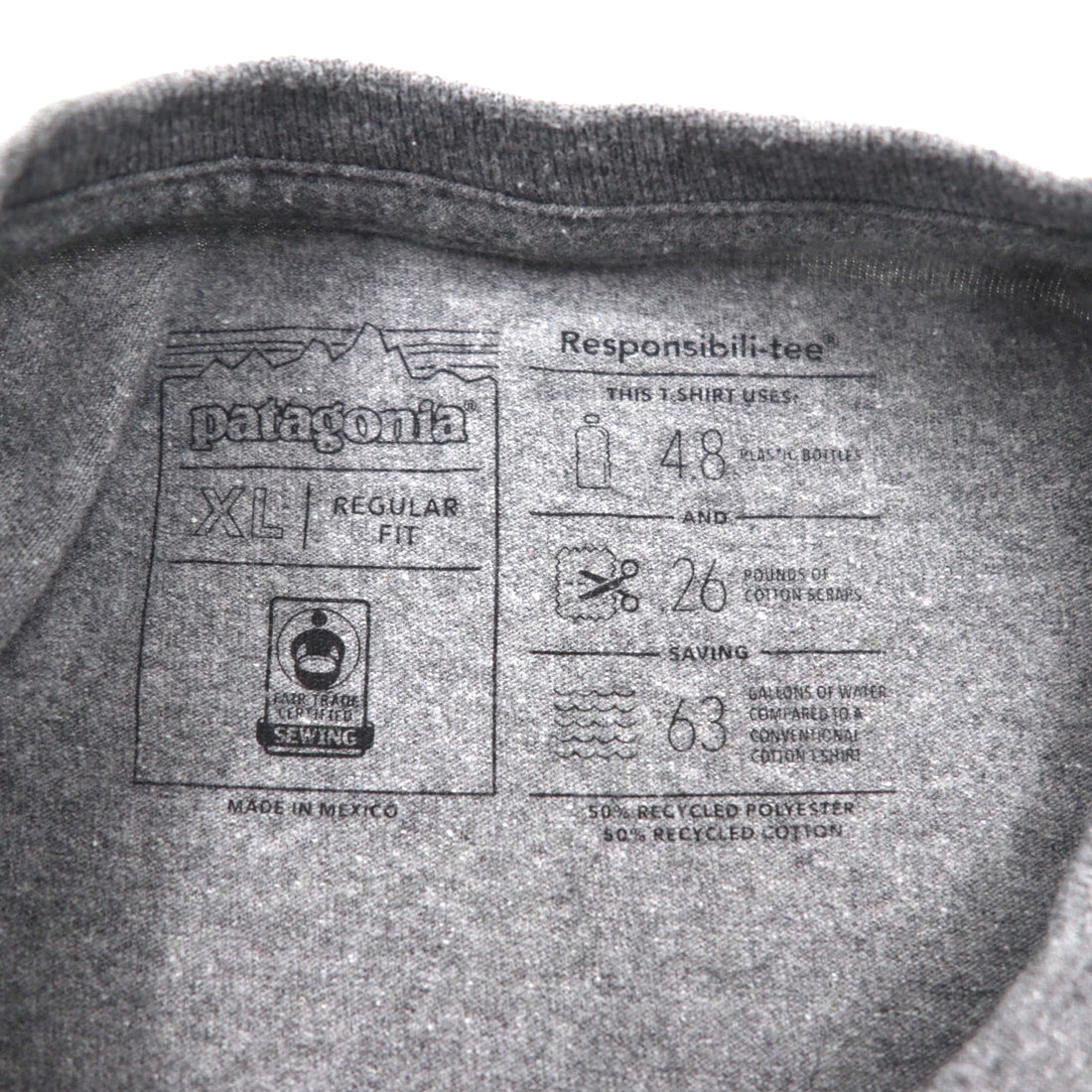 Patagonia P-6 Logo Responsibility P-6 LOGO RESPONSIBILI-TEE T-shirt XL Gray 39174