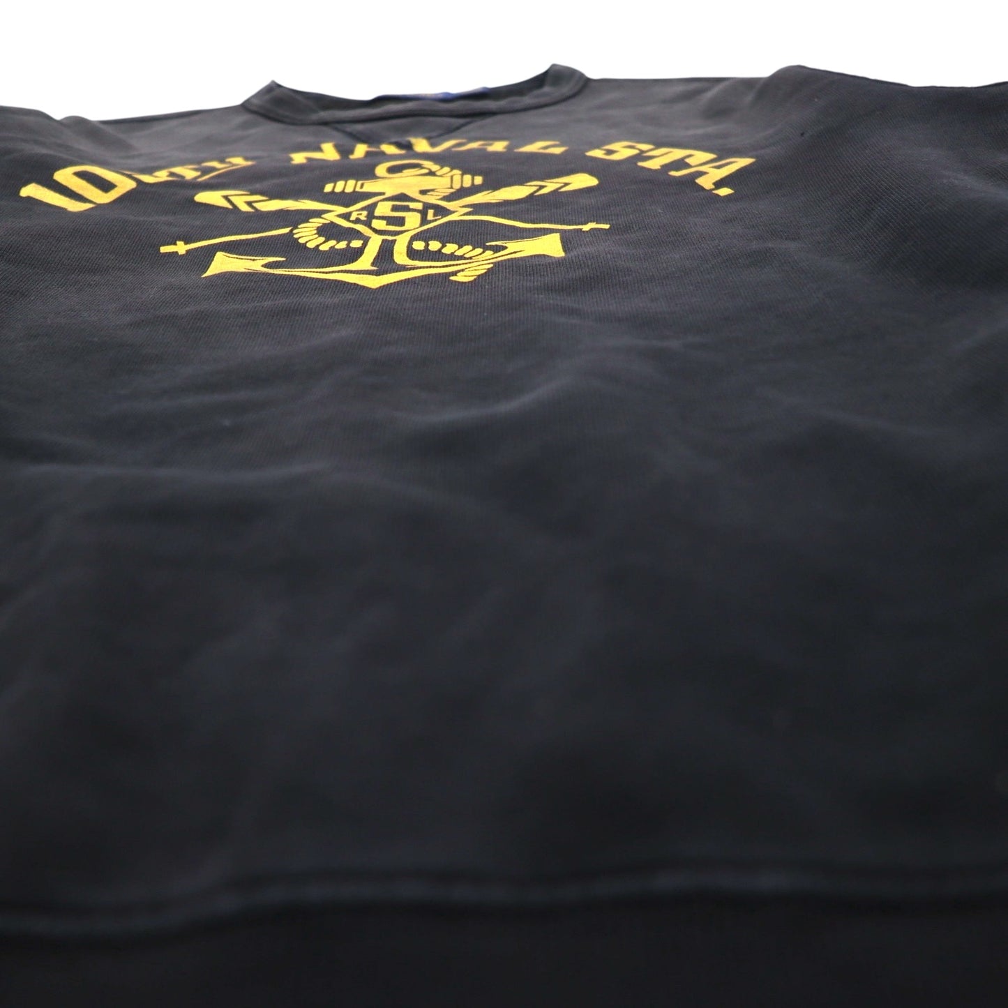 Polo Ralph Lauren ヴィンテージ加工 前V スウェット トレーナー S ブラック 105TH NAVAL STA