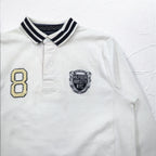TOMMY HILFIGER RIBBLINE RUGBY SHIRT L WHITE COTTON NUMBERING VINTAGE FIT