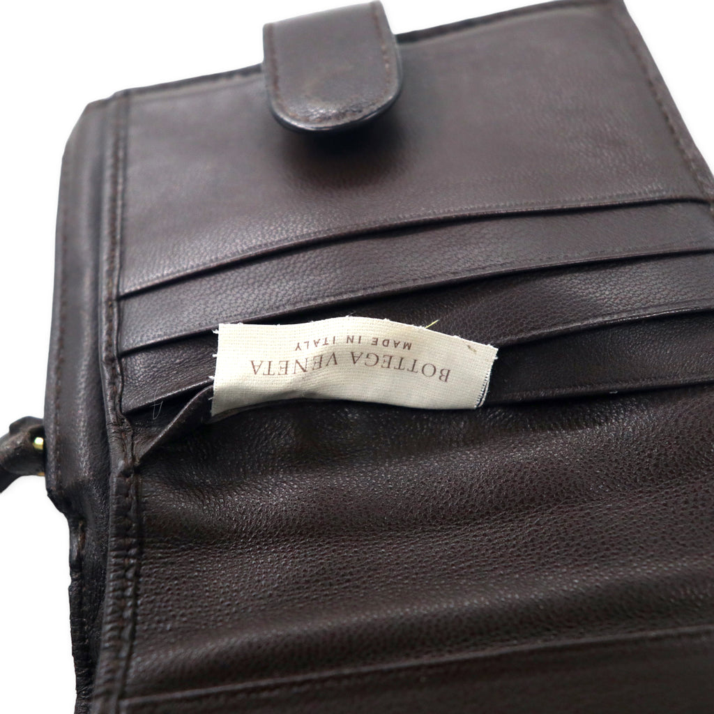 BOTTEGA VENETA Intrecciato Bifold Wallet Round Zipper Brown Leather 121059 V0013 2040 Made in Italy