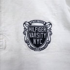 TOMMY HILFIGER RIBBLINE RUGBY SHIRT L WHITE COTTON NUMBERING VINTAGE FIT
