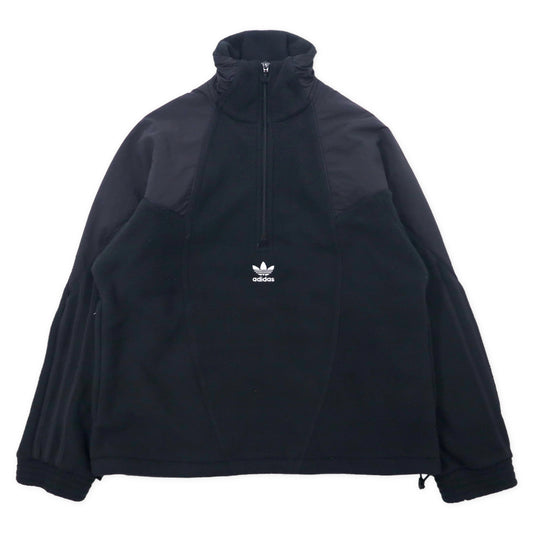 adidas originals ハーフジップ ポーラ フリースジャケット S ブラック トレフォイルロゴ BIG TREFOIL MIX HALF ZIP FLEECE GE0864