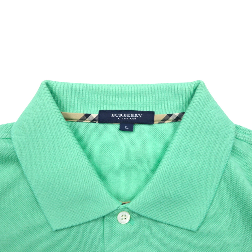 BURBERRY LONDON Pique Polo Shirt L Green Cotton Pocket Made in Japan Unused