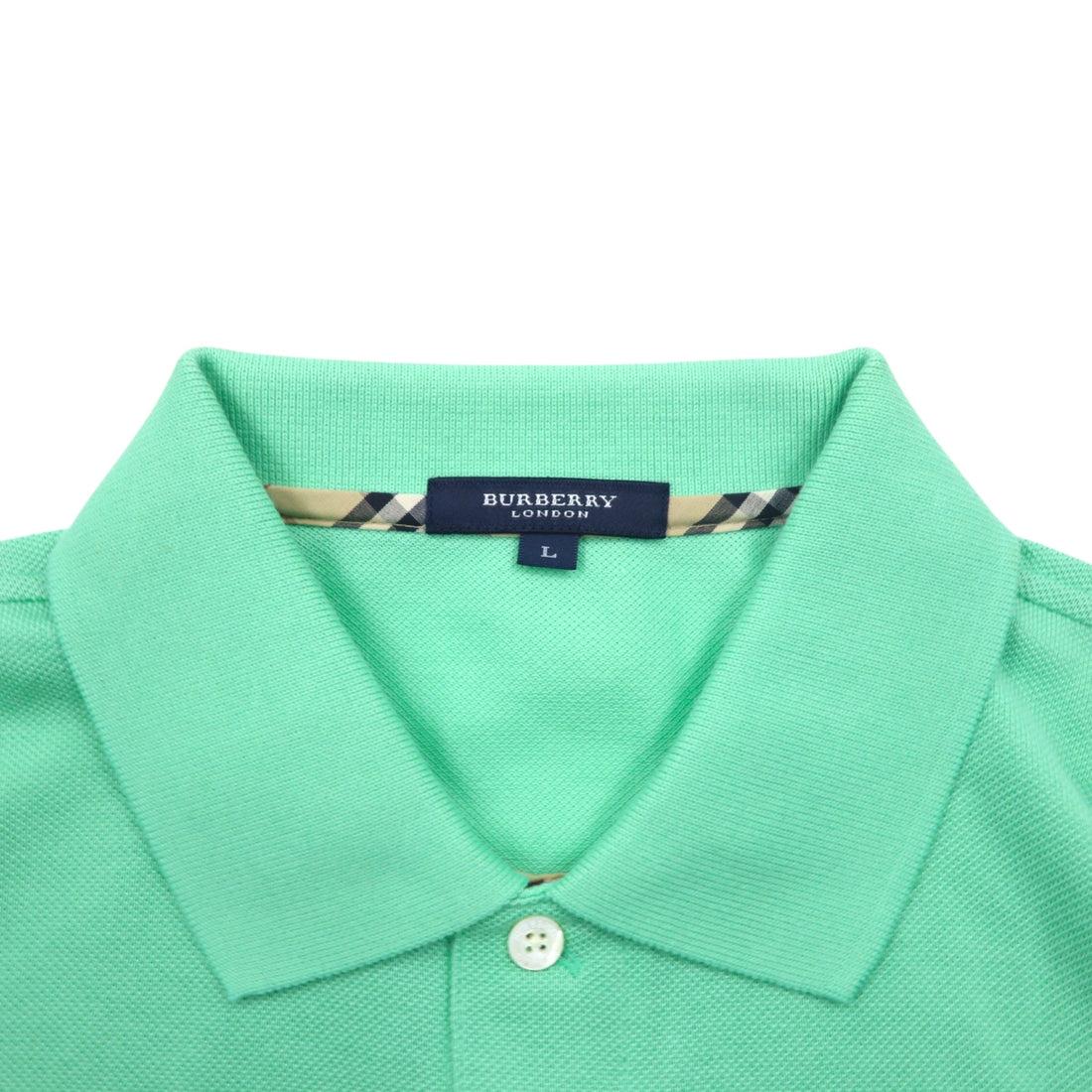 BURBERRY LONDON Pique Polo Shirt L Green Cotton Pocket Made in Japan Unused