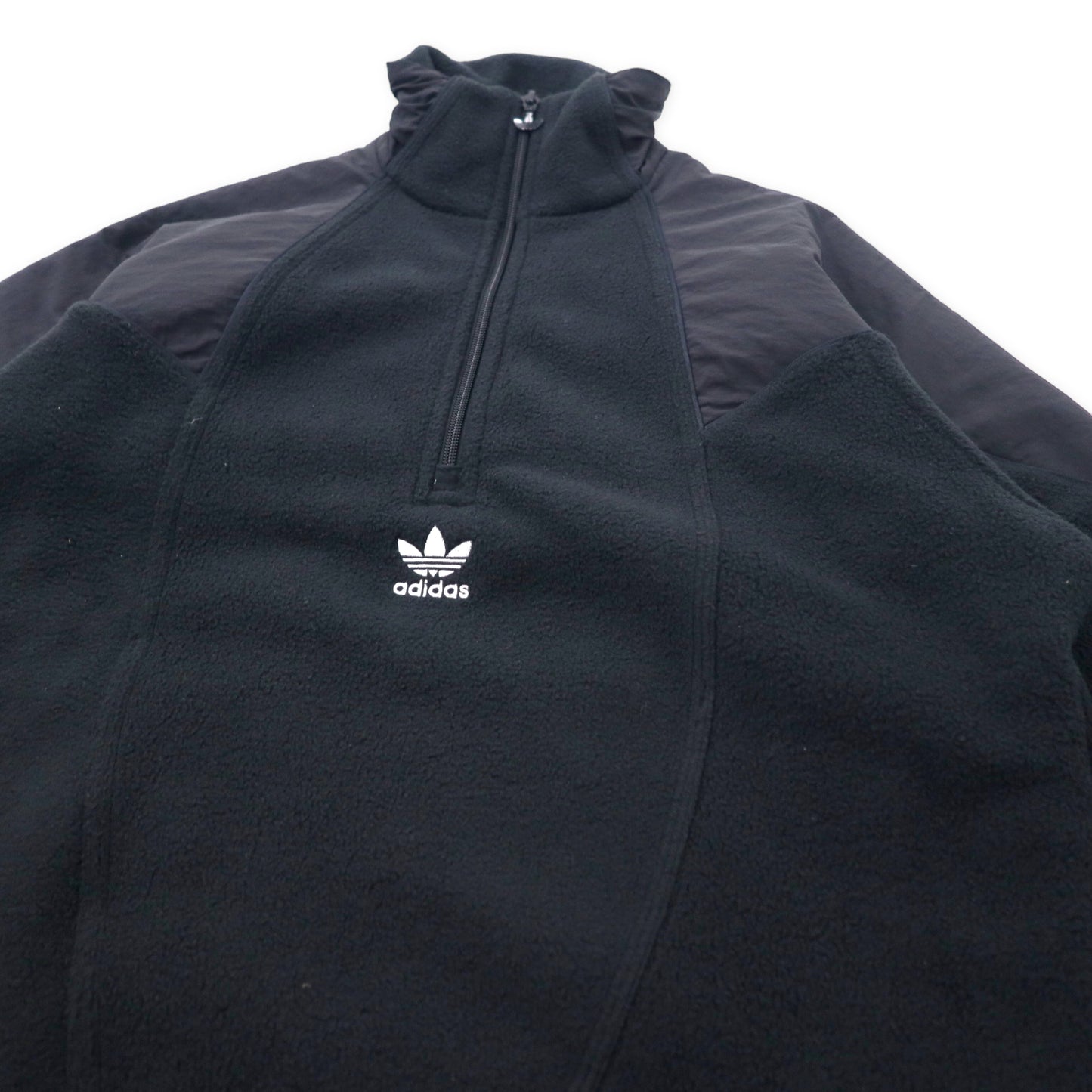 adidas originals ハーフジップ ポーラ フリースジャケット S ブラック トレフォイルロゴ BIG TREFOIL MIX HALF ZIP FLEECE GE0864