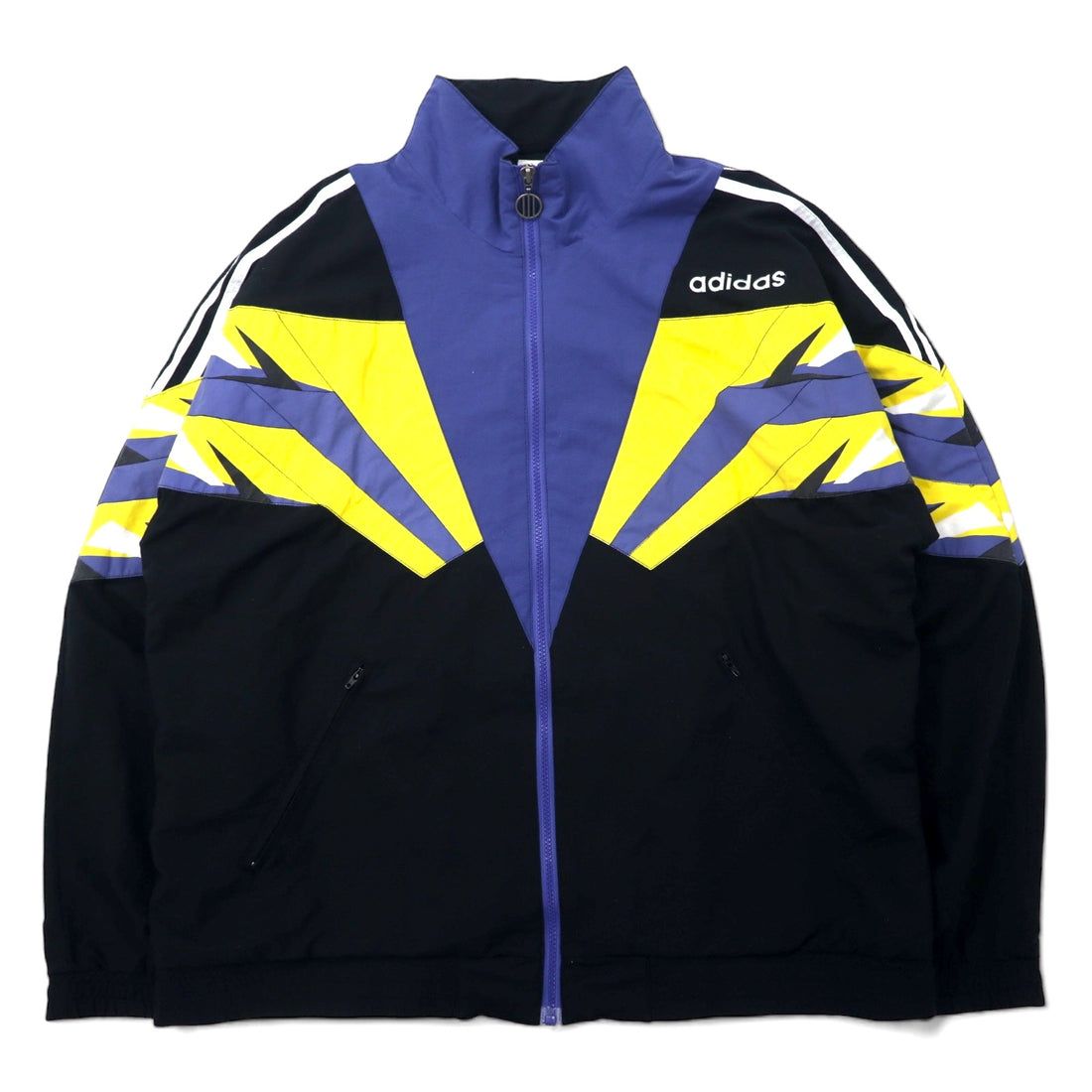 日本然リトテ-古着オンライン-adidas 90年代 トラックジャケット ジャージ L ブラック ポリエステル トレフォイルロゴ 銀タグ-adidas 90's Track Jacket Jersey L Black Polyester Trefoil Logo Silver Tag