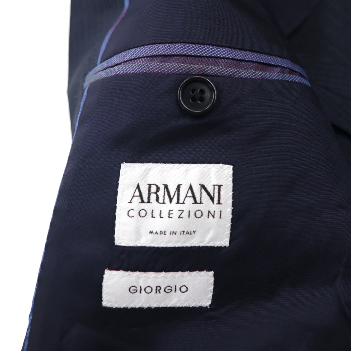 ARMANI COLLEZIONI Italian-made suit, size S, navy wool, GIORGIO