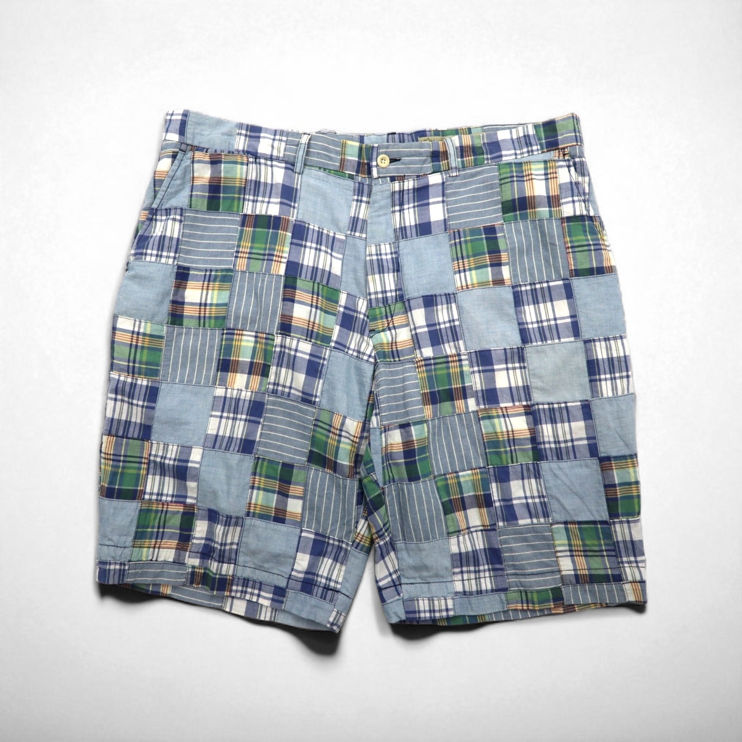 Polo by Ralph Lauren 90年代 パッチワーク ショートパンツ ハーフパンツ XL ブルー チェック India Madras