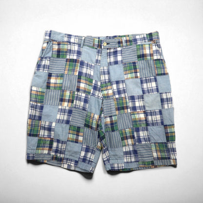 Polo by Ralph Lauren 90年代 パッチワーク ショートパンツ ハーフパンツ XL ブルー チェック India Madras