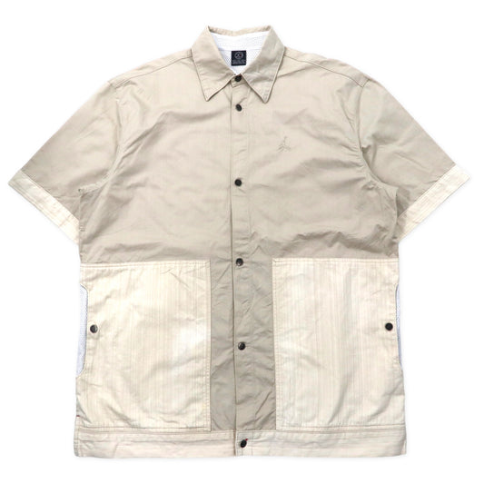 JORDAN BRAND ( NIKE ) オーバーサイズ ユーティリティーシャツ 半袖 XL ベージュ コットン ワンポイントロゴ刺繍 20周年記念モデル