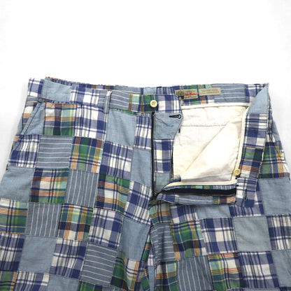 Polo by Ralph Lauren 90年代 パッチワーク ショートパンツ ハーフパンツ XL ブルー チェック India Madras