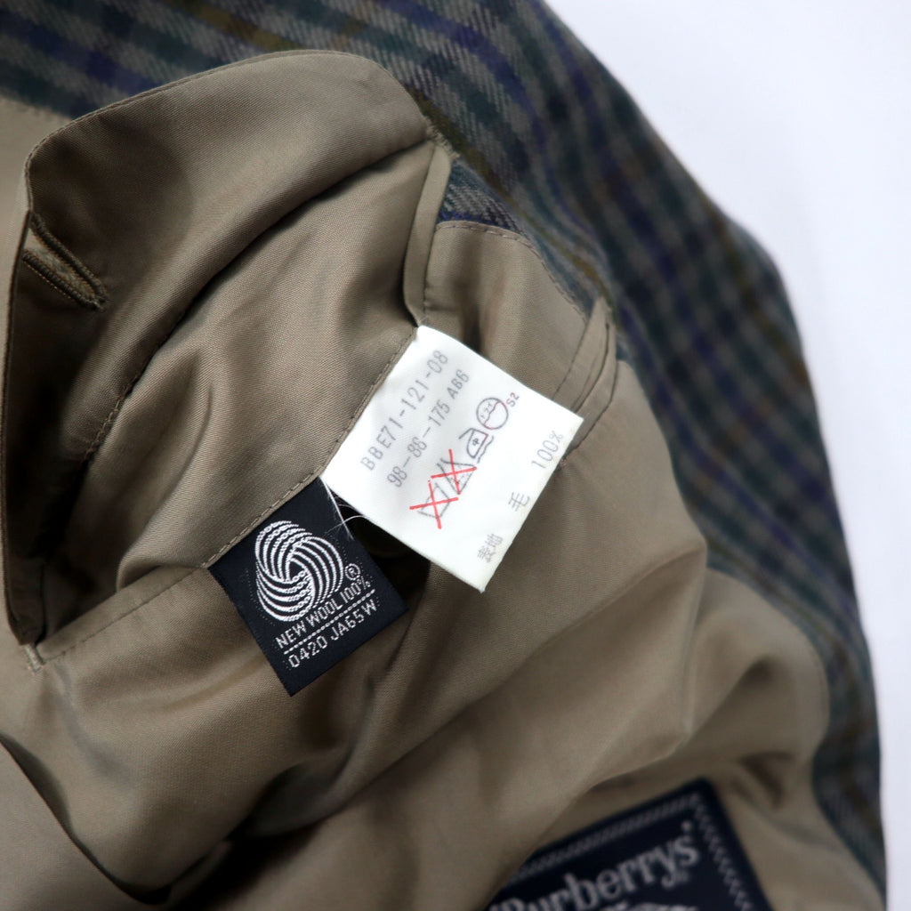 Burberrys Old 2B Tailored Jacket 98-88-175 AB6 Brown Check Wool Made in Japan