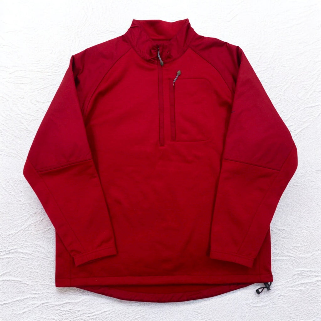 NIKE GOLF Half-Zip Track Jacket Jersey L Red Fleece Liner THERMA FIT Swoosh Logo