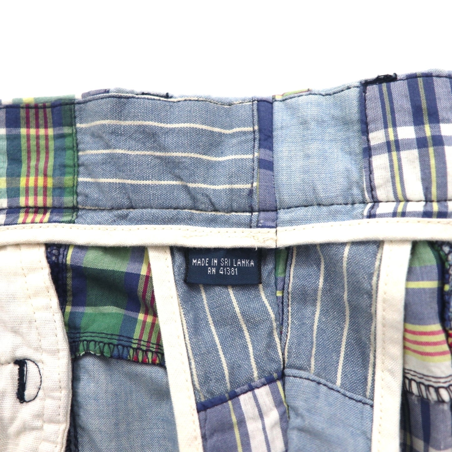 Polo by Ralph Lauren 90年代 パッチワーク ショートパンツ ハーフパンツ XL ブルー チェック India Madras