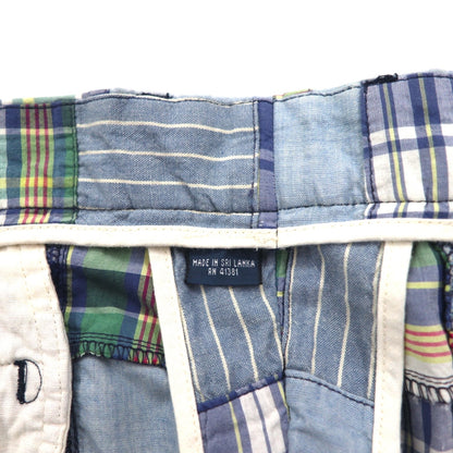 Polo by Ralph Lauren 90年代 パッチワーク ショートパンツ ハーフパンツ XL ブルー チェック India Madras